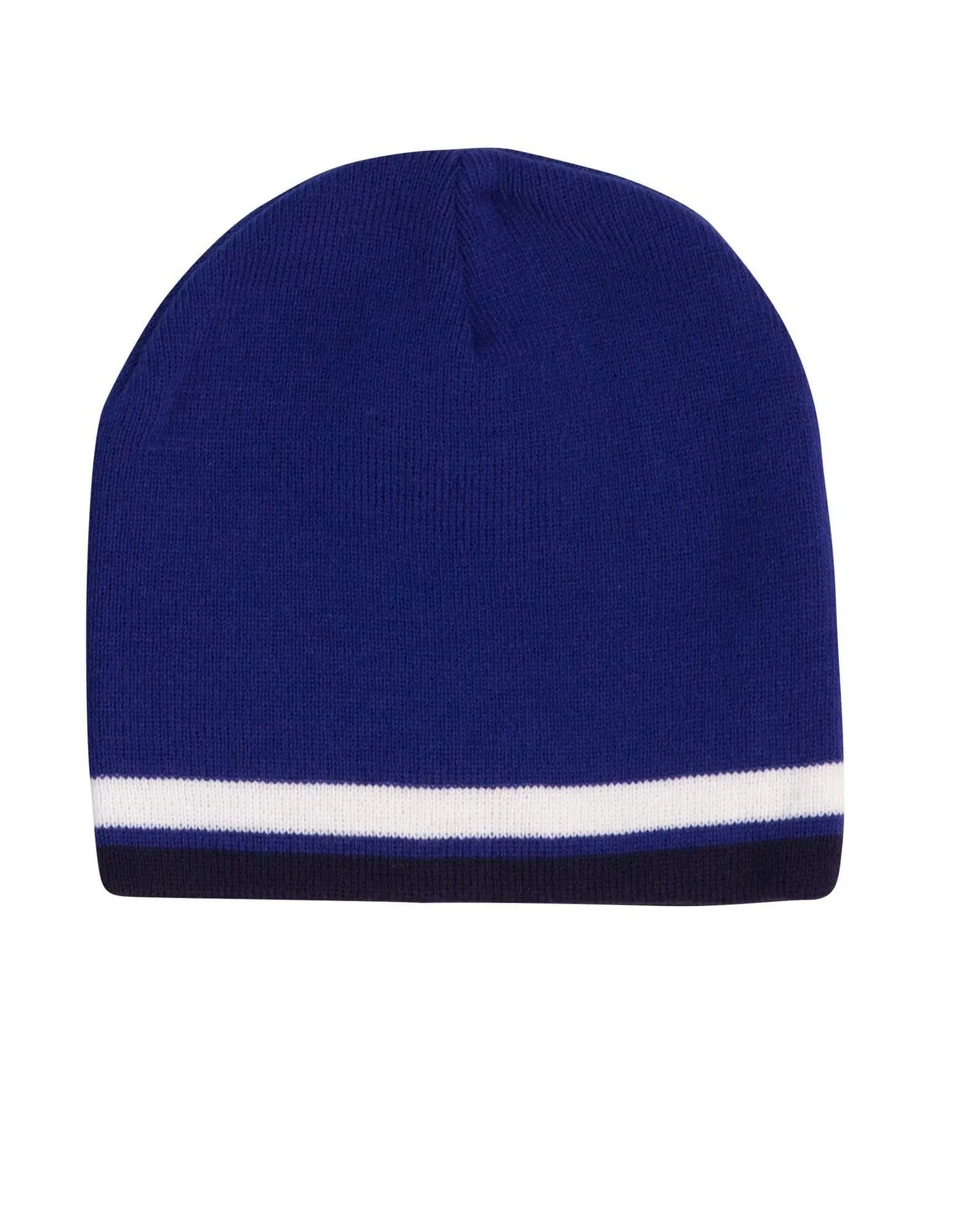 Contrast Stripe Beanie Ch63 Active Wear Winning Spirit Royal/White/Navy One size
